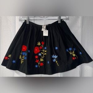 NWT Bonpoint Lilo black A-line skirt with colorful floral embroidery Size 8 Girl